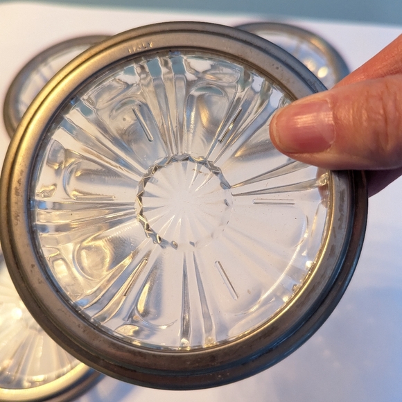 Vintage Coasters, Italian Silver Glass Crystal Coasters, Set of 4 Bar Decor - Picture 16 of 17